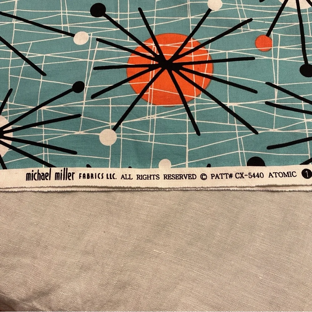 Turquoise Michael Miller Atomic Mid-Century Modern 100% Cotton Fabric - 1 yard